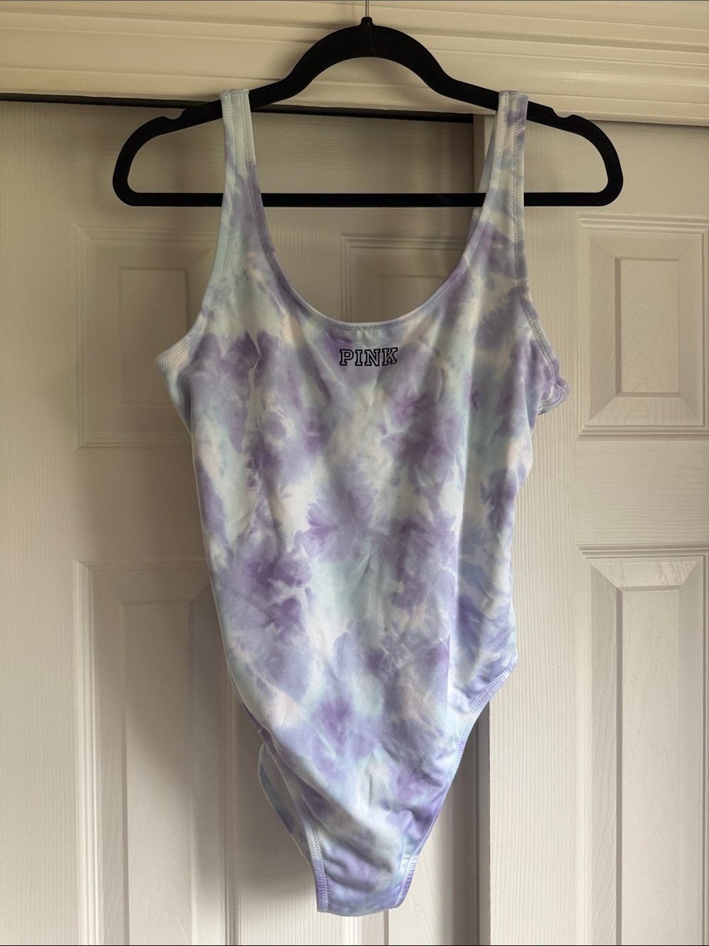 PINK Victoria's Secret Pastel Lavender & White Tie-Dye Scoop Bodysuit